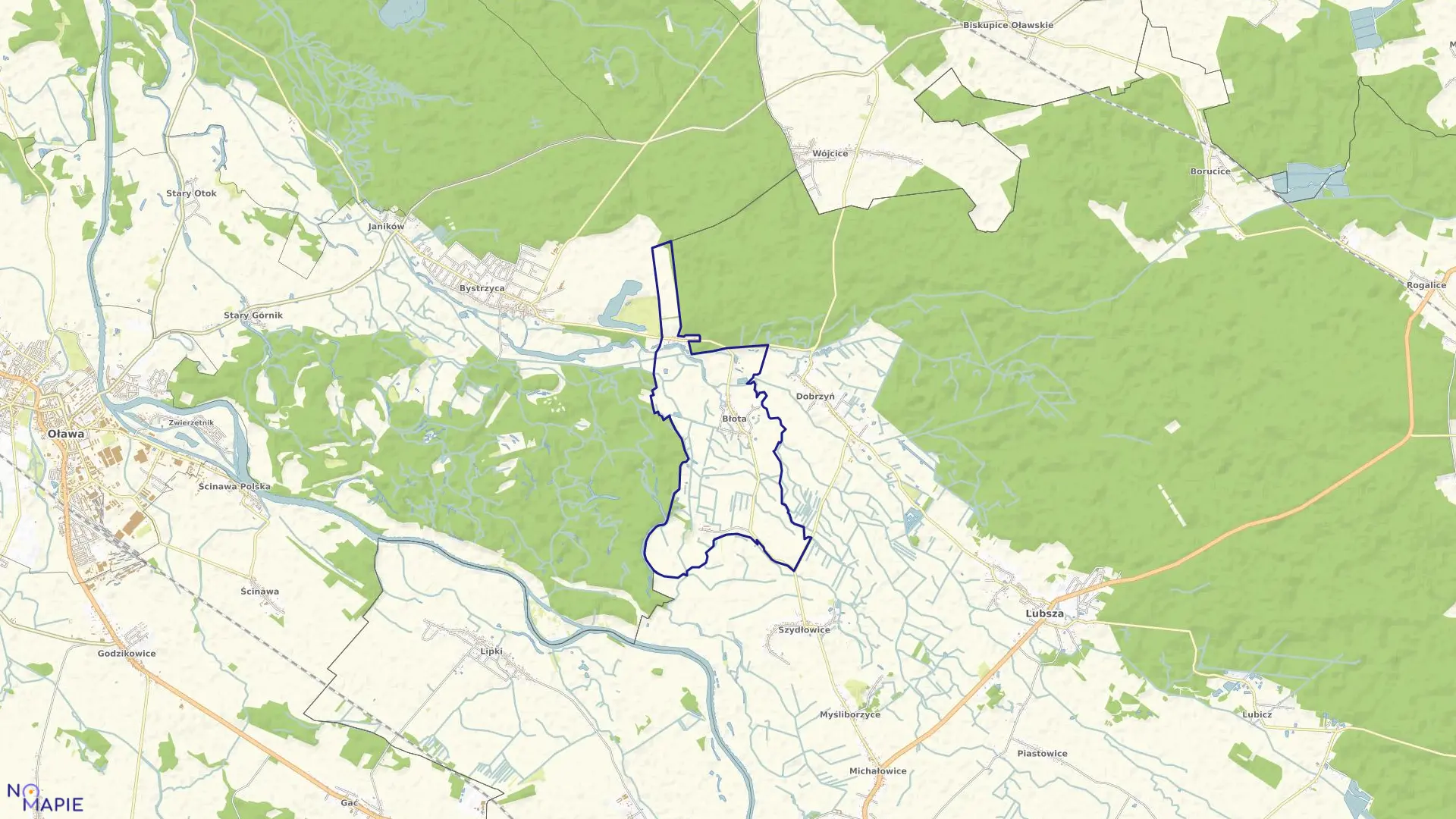 Mapa obrębu BŁOTA w gminie Lubsza