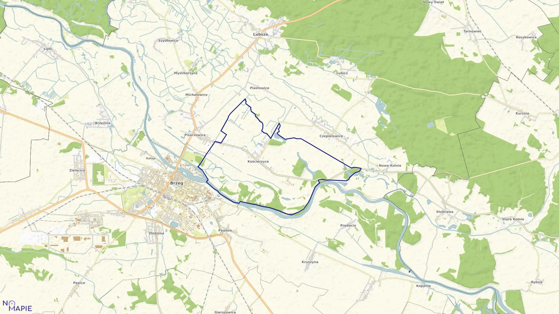 Mapa obrębu KOŚCIERZYCE w gminie Lubsza