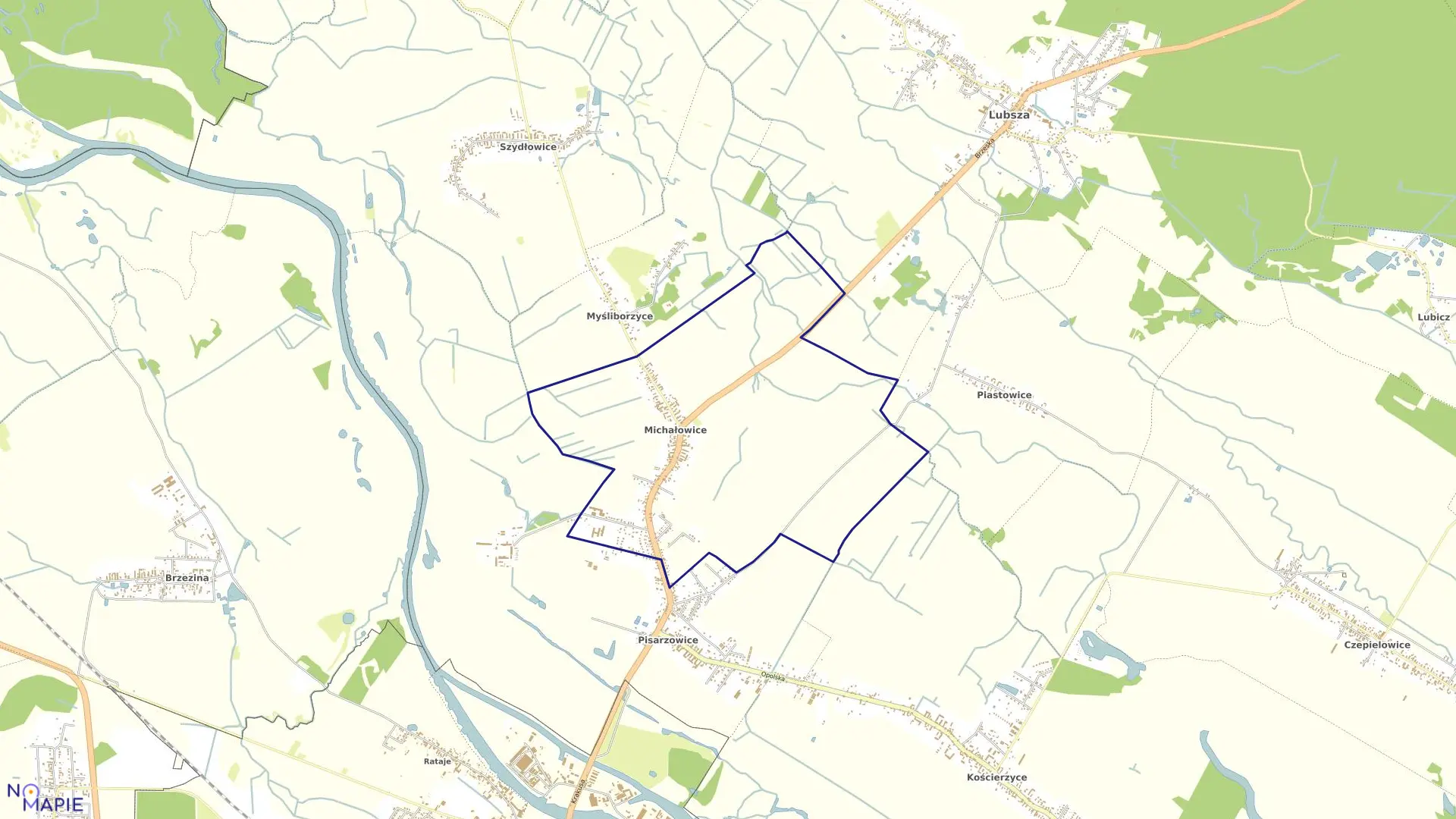 Mapa obrębu MICHAŁOWICE w gminie Lubsza