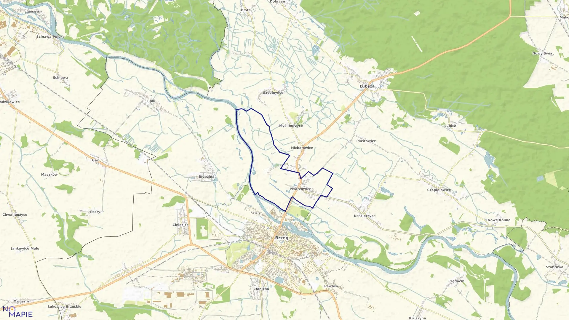 Mapa obrębu PISARZOWICE w gminie Lubsza