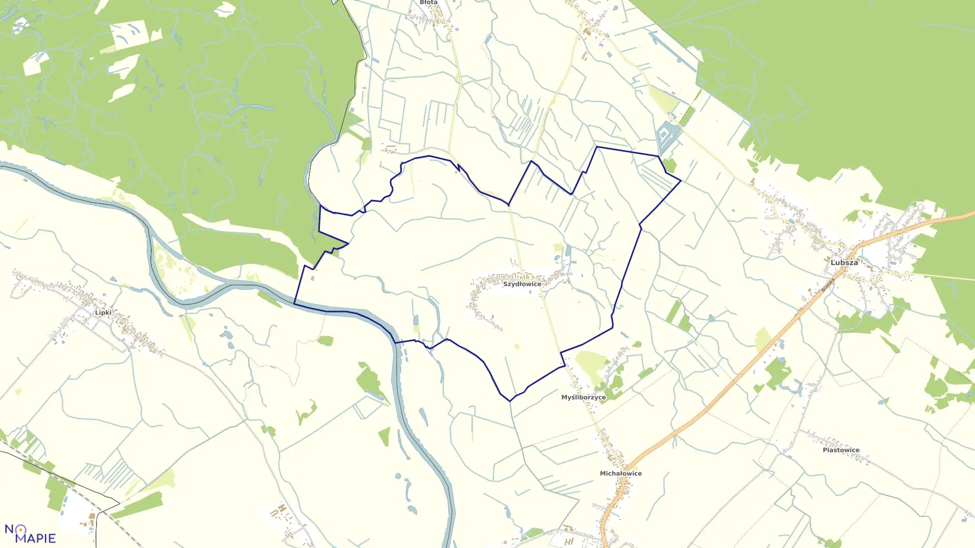 Mapa obrębu SZYDŁOWICE w gminie Lubsza